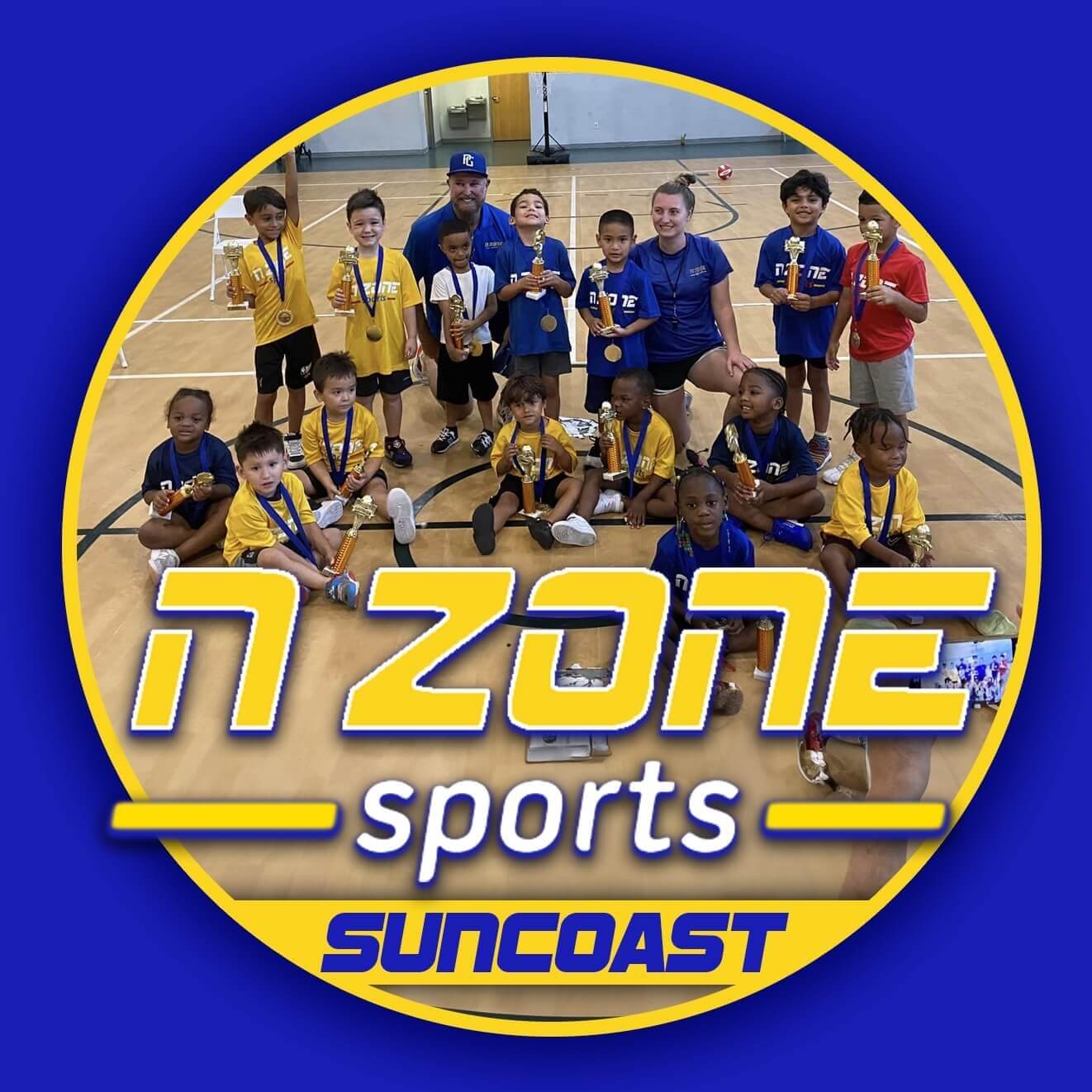 Youth basketball Sarasota camp with trophies
